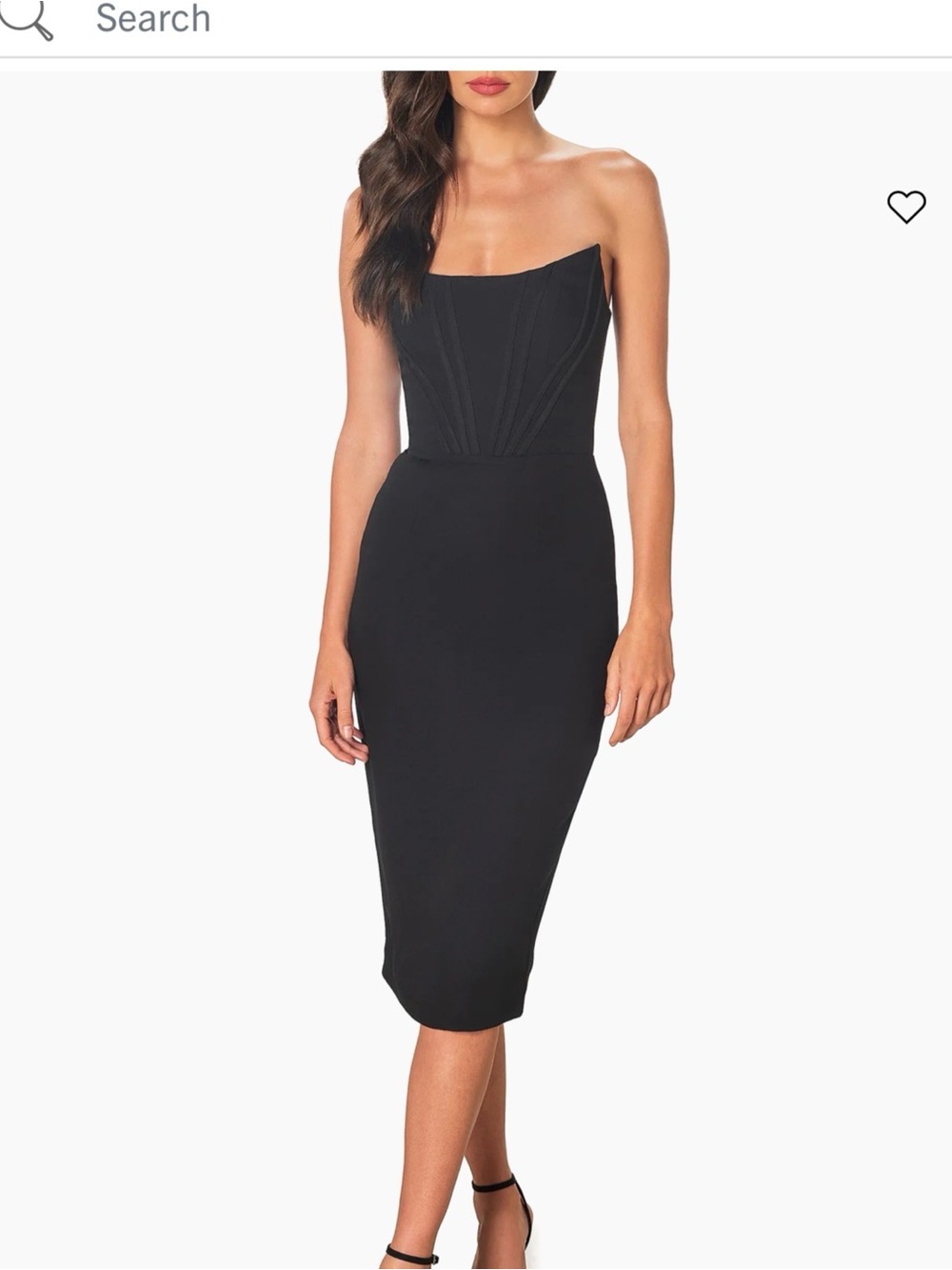 Dress the Population Strapless Black Midi Dress with Sculpted Bodice